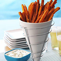 Crispy Baked Sweet Potato Fries with Blue Cheese Dressing
